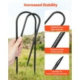 thumbnail image 3 of Heavy Duty 10 Inch 0.32 in Diameter Galvanized Steel U Shape Rebar Stakes with Chisel Point Rust Resistant Coating for Garden Fence Camping Tent Support 12 Pack, 3 of 6