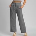 thumbnail image 2 of DeHolifer Womens Carpri Pants Elastic Waisted Solid Color Wide Leg Sweatpants Baggy Lounge Travel Jogger Pants Gray 2XL, 2 of 7