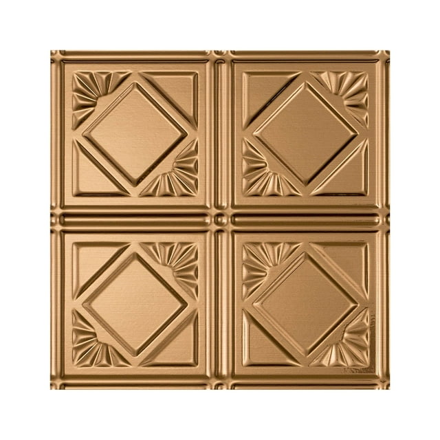 Fasade Easy Installation Traditional 4 Polished Copper Glue Up Ceiling Tile/ Ceiling Panel (12" X 12" Sample)