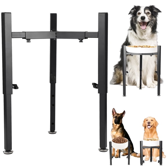 Adjustable Single Dog Bowl Stand, Metal Elevated Dog Food Bowl Stand Holder, Wide 7-11 in Bowl Opening and 9-15 in Height Raised Pet Feeder for Medium and Large Dogs