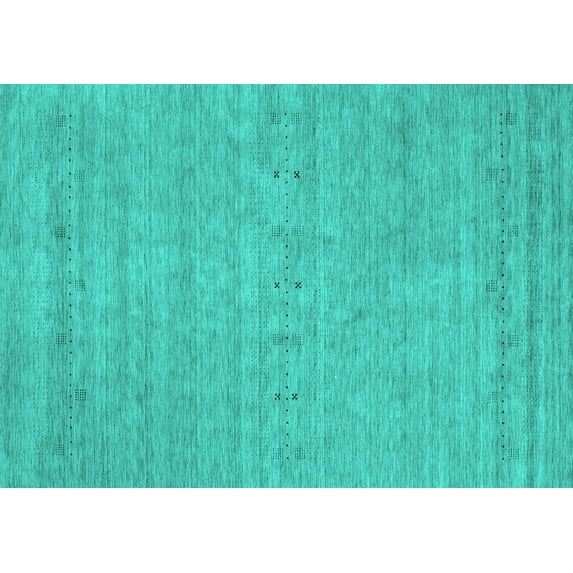 Ahgly Company Machine Washable Indoor Rectangle Abstract Turquoise Blue Contemporary Area Rugs, 2' x 3'
