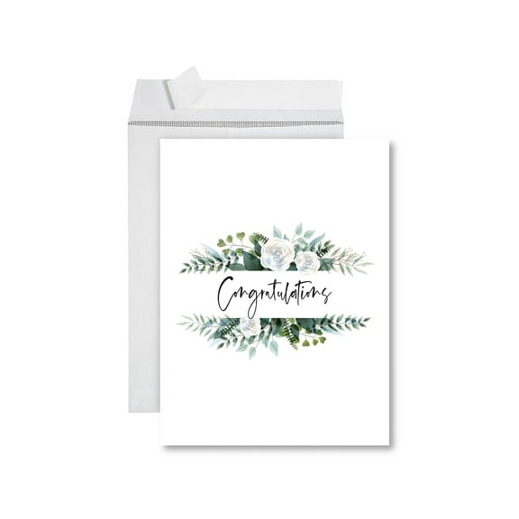 Koyal Wholesale Funny Congratulations Jumbo Card With Envelope, Floral Design, Engagement, Pregnancy, Graduation, 1-Pack