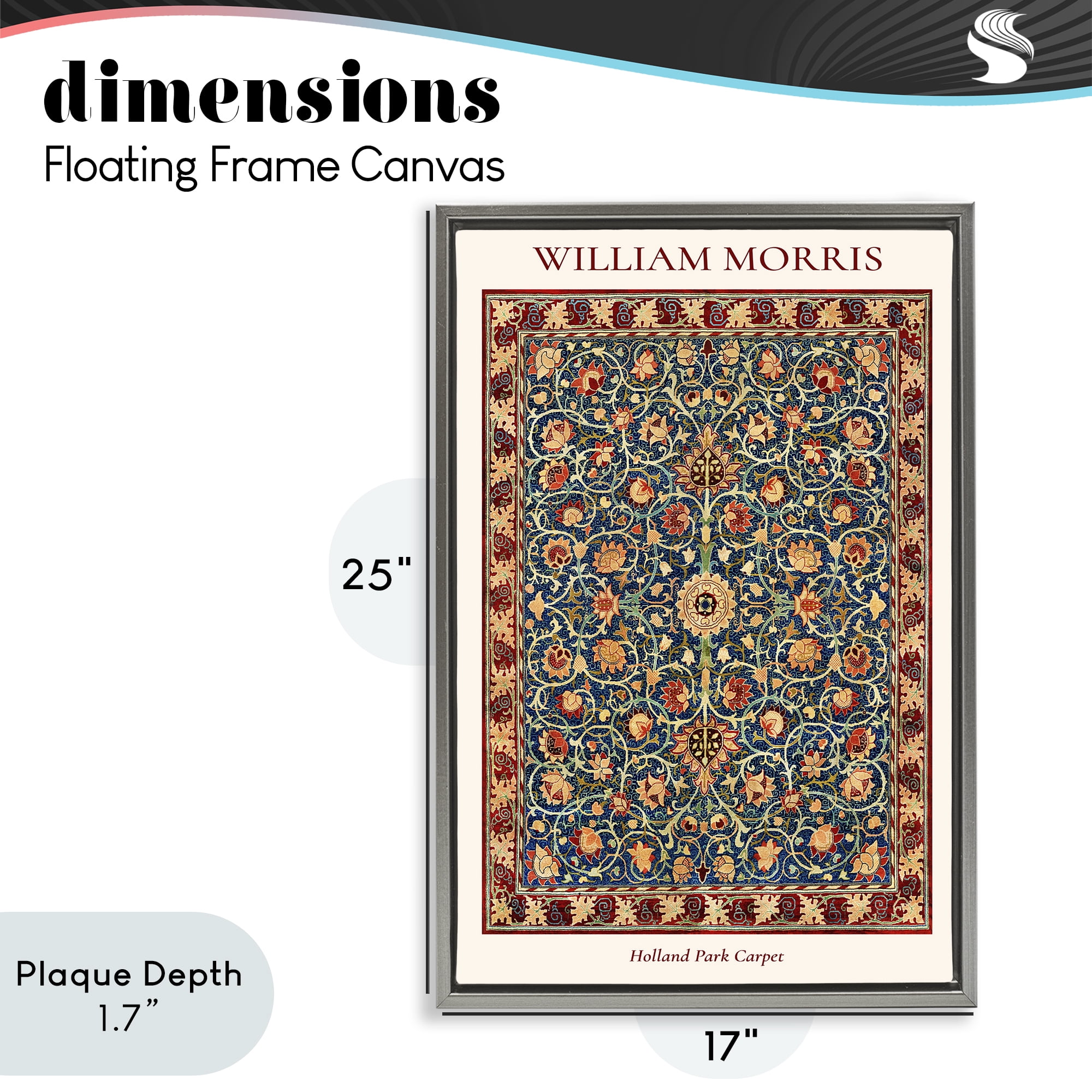 Stupell Industries Holland Park William Morris Design Gray Framed Floater Canvas Wall Art, design by Vintage Hustle