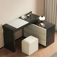 thumbnail image 5 of NessCarsti Modern Extendable Vanity Desk Set with Mirror & Jewelry Organizer, Black/Beige, 5 of 5