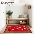 thumbnail image 3 of ODIKA 3'x5' Machine Washable Non-Slip Area Rug, Yuletide Melody Entryway Greeting Semicircular Decoration High Traffic Rug, Red, 507192, 3 of 7