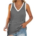 thumbnail image 2 of ZyeKqe Plus Size Tank Tops for Women V Neck Sleeveless Shirts Striped Loose Fitted Summer Top, 2 of 8