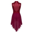 thumbnail image 6 of YiZYiF Womens Sequins Dance Leotard Dress Lyrical Modern High-Low Skirted Leotard Ballroom Dance Costume Wine_Red X-Small, 6 of 7