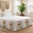 thumbnail image 4 of Bed Skirt Bohemian Adjustable Elastic Wrap-Around Dust Ruffle with Abstract Green Leaf Beige Modern Geometric Art 18 Inch Drop, Bed Frame Cover for California King Size Bed, 4 of 9