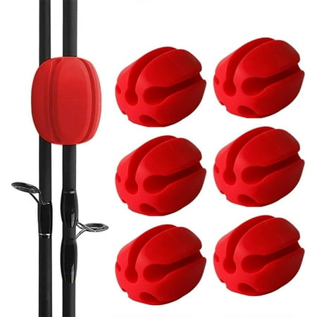 6Pcs Red Silicone Fishing Rod Storage Rack Portable Lightweight Protects Fishing Rods