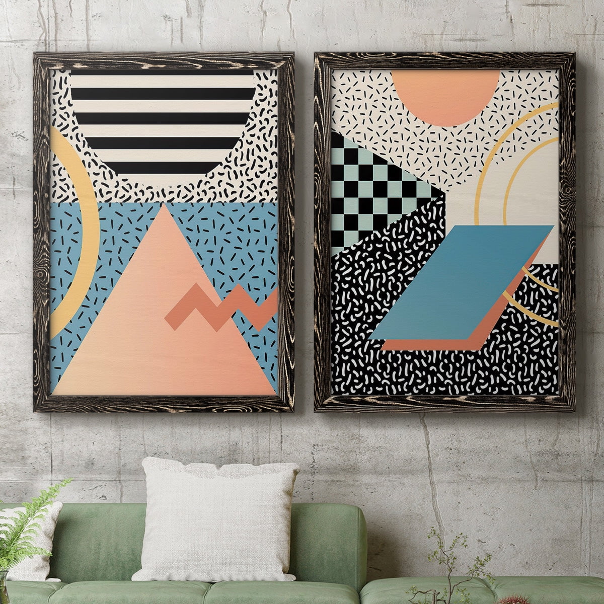 Modern Memphis I - Premium Framed Canvas 2 Piece Set - Ready to Hang