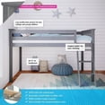 thumbnail image 2 of Max & Lily Twin Loft Bed, Solid Wood Loft Bed with Ladder for Kids, Grey, 2 of 3
