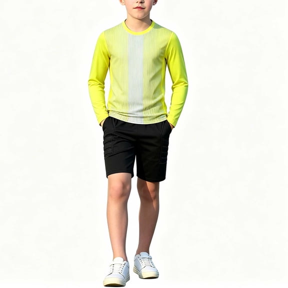 Kids Goalkeeper Uniform, Multicolor Long Sleeve Football Training Set, Soccer Goalie Jersey & Pants For Boys & Girls Yellow 11-12 Years