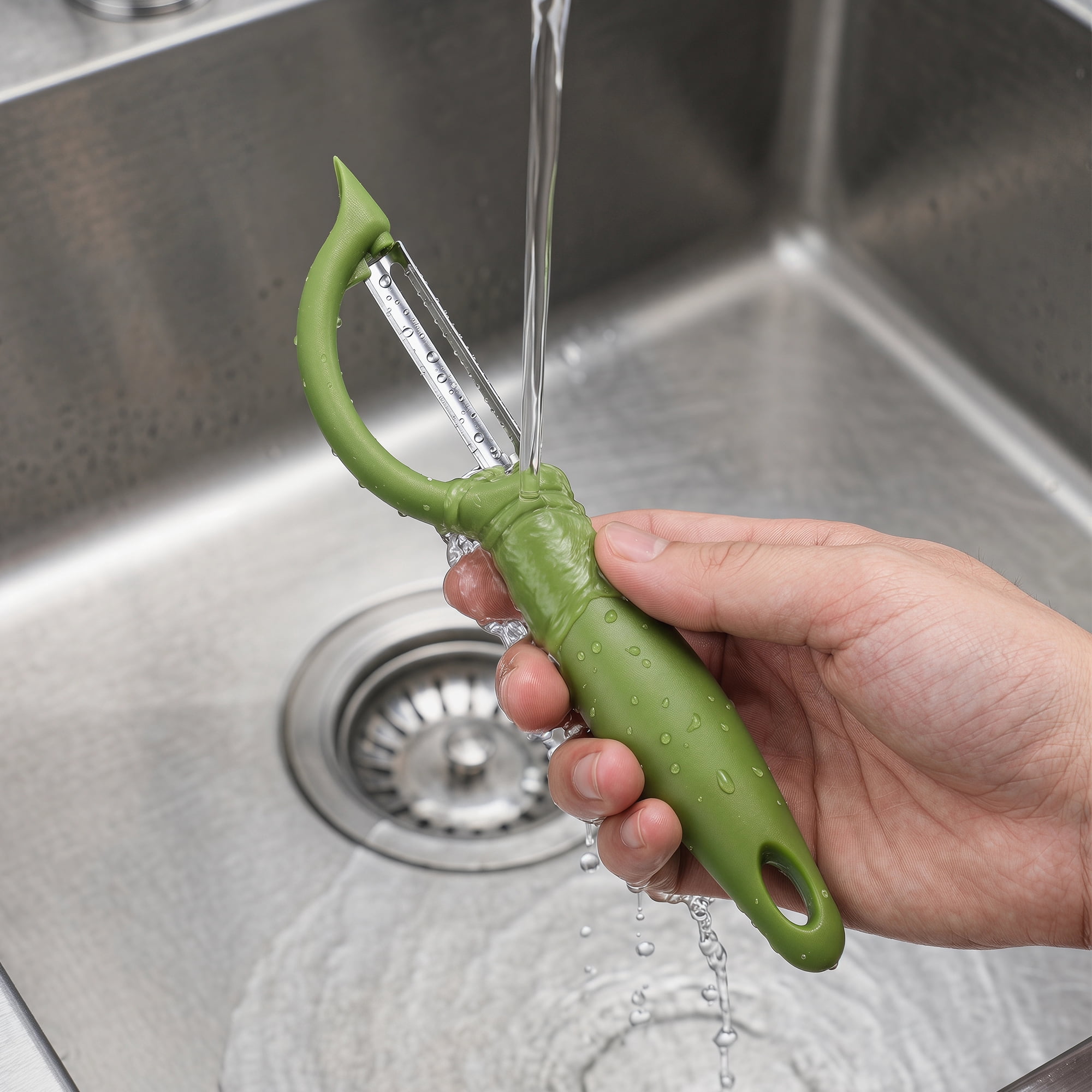 Unique Bargains Plastic Durable Potato Peeler with Ergonomic Handle Olive 7.1x1.3 inch