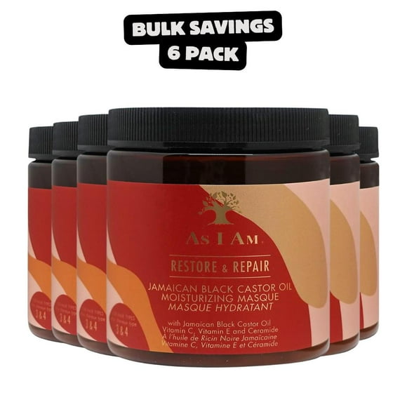 6 Pack - AS I AM Masque Hydratant à l'Huile de Ricin Noire Jamaïcaine (8oz)