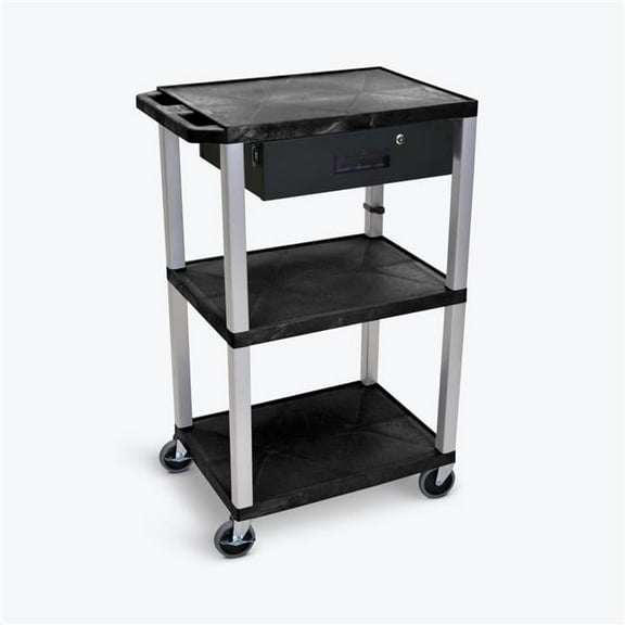 42 in. 3-Shelf Utility Cart with Putty Legs & Shelves, Black