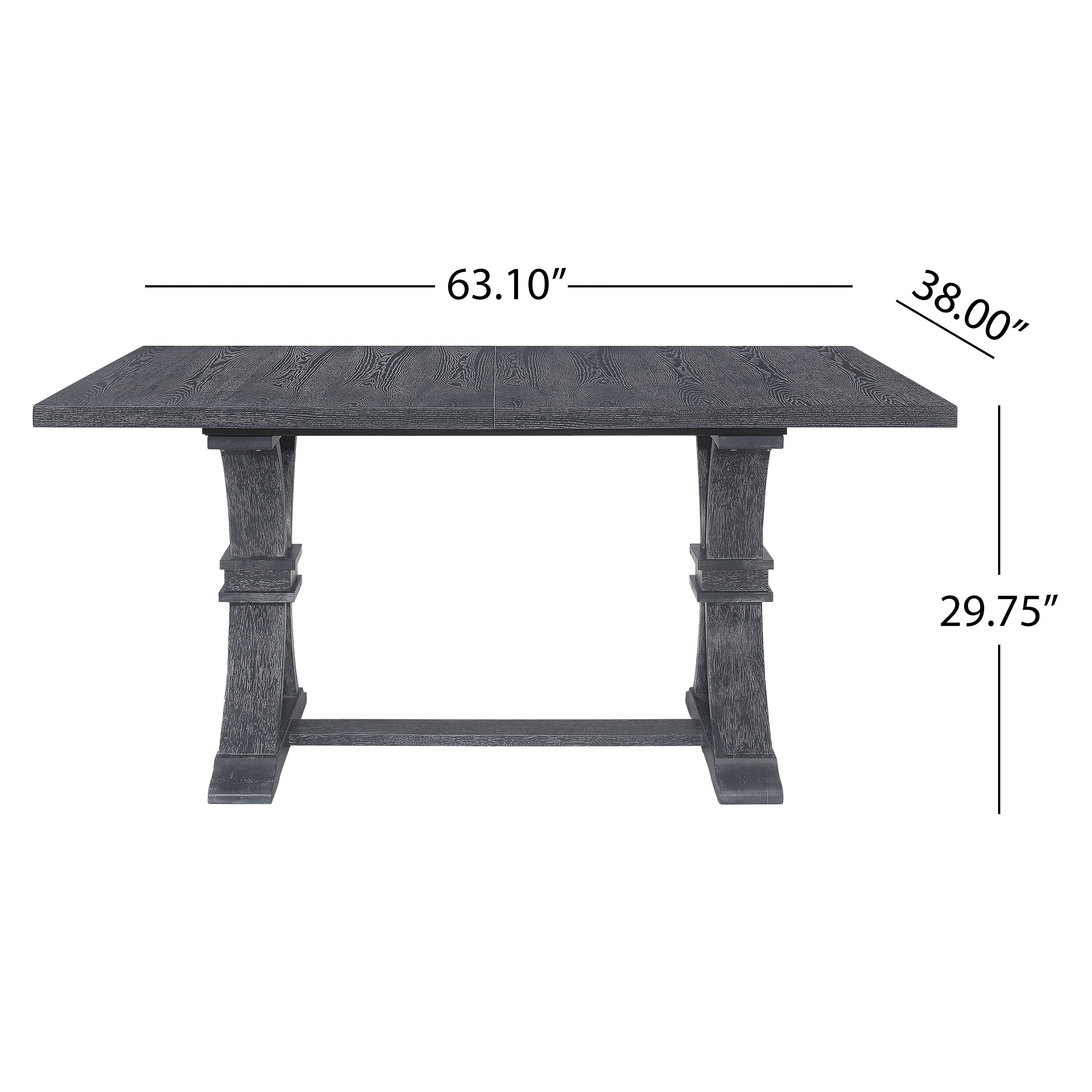 Noble House Beckstrom Wood and Cane 7-Piece Expandable Dining Set, Black and Gray