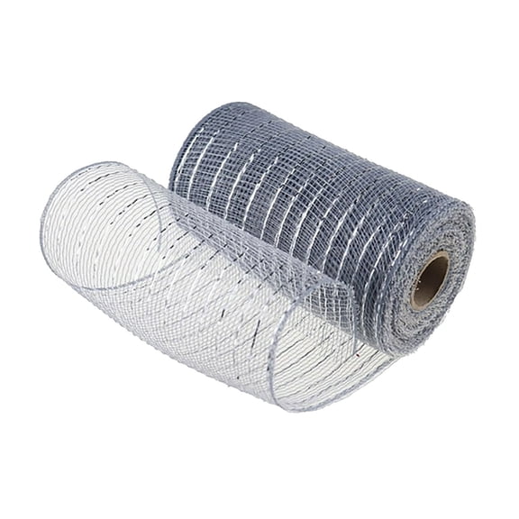 kjfeif Christmas Decorative Mesh, Christmas Decor Poly Mesh Ribbon 6 inches Metallic Foil in Silver for Christmas Wreaths Home Decoration DIY Craft