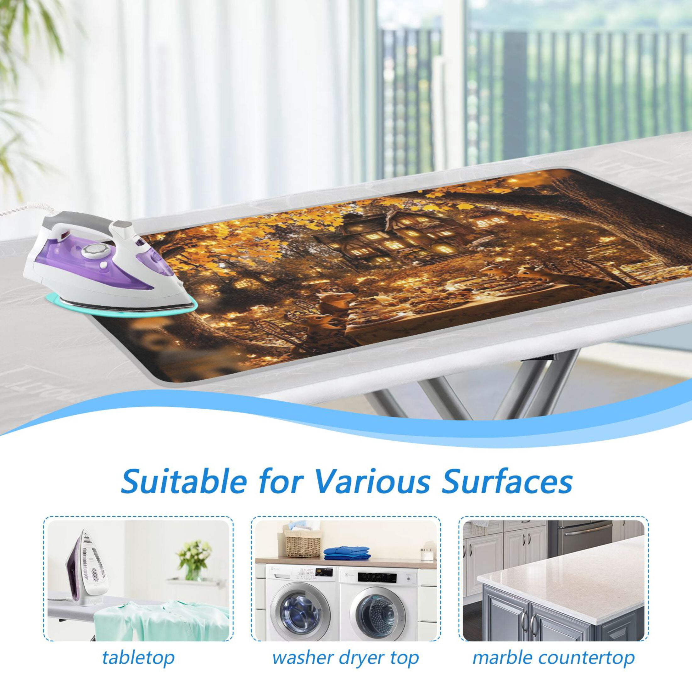 Thanksgiving Dinner for The Animals Ironing Mat Blanket for Table Top Travel Portable Ironing Board Pad 47.2x27.6 Inch