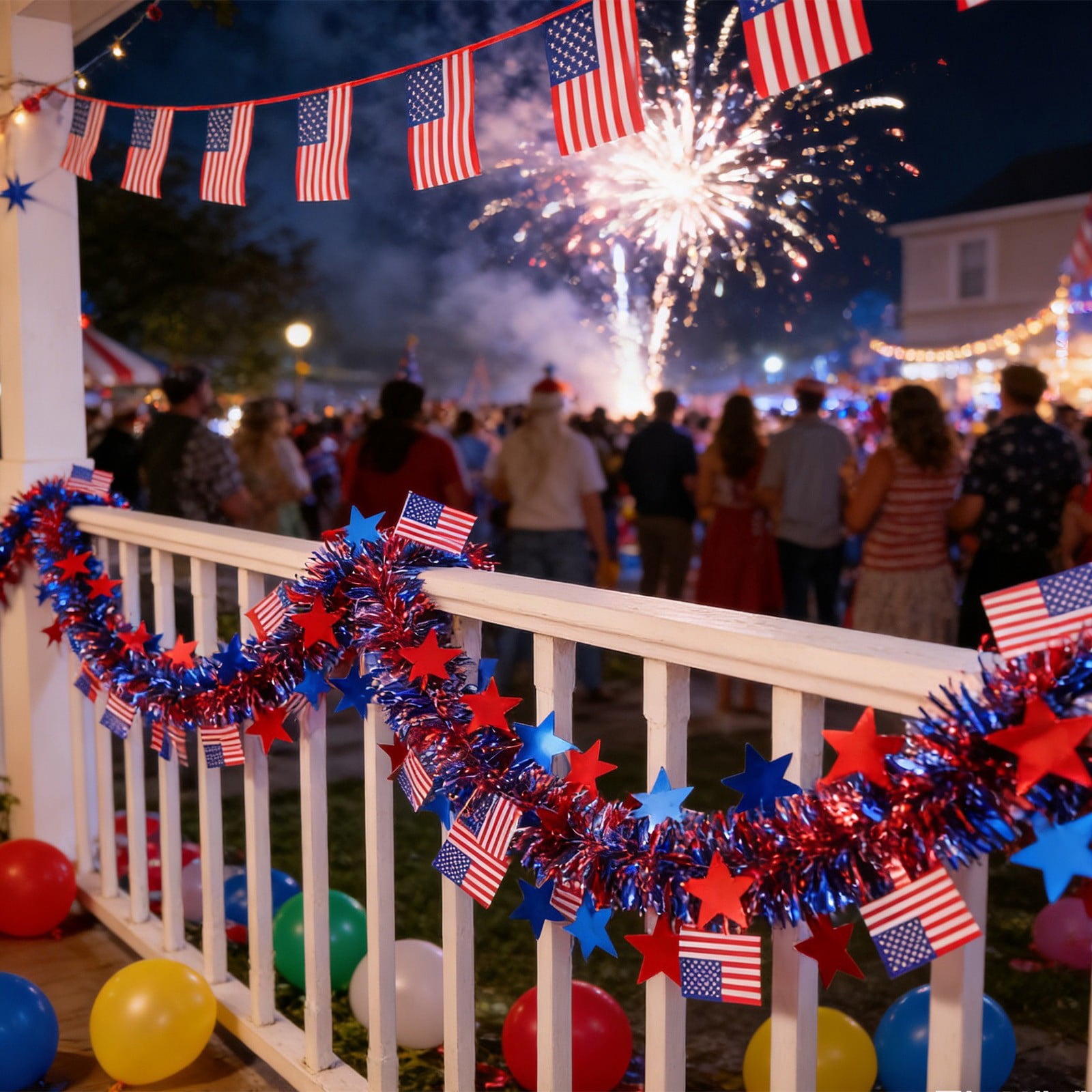Seyotauo Americans Independence Day Party Decorations, Patriotic Red White Blue Ribbon with Star Discs for 4th of July Parade, Home, Window, Door, Courtyard Celebration