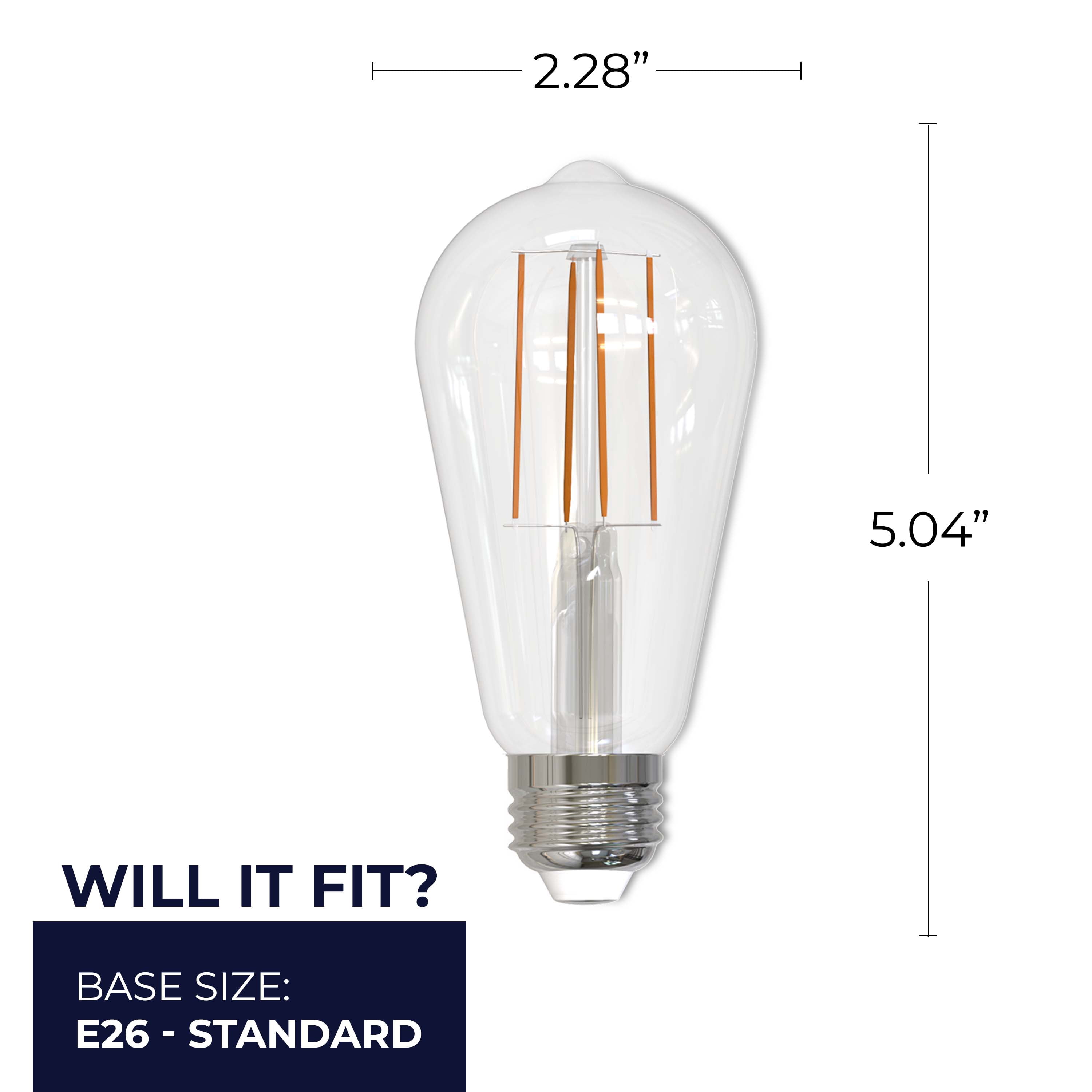 Bulbrite Pack of (8) 7 Watt Dimmable Clear Filament ST18 Medium (E26) LED Light Bulb - 800 Lumens, 4000K