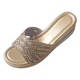 thumbnail image 1 of Bmisegm Ladies Summer Rhinestone Shiny Beach Outside Wear Slope Heel Big Size Sandals Slippers Sandals Women Summer Gold 7.5, 1 of 9
