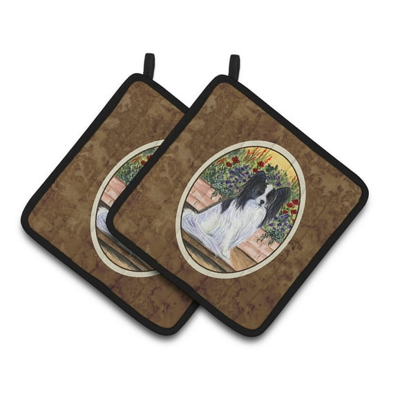 Caroline's Treasures SS8210PTHD Papillon Pair of Pot Holders, 7.5HX7.5W, multicolor