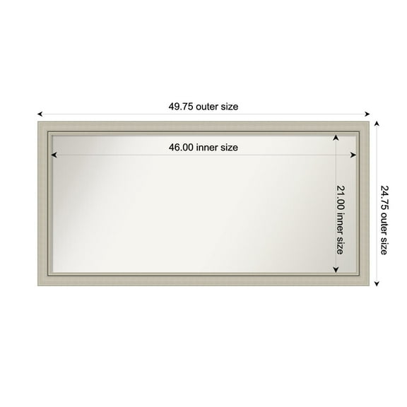 Amanti Art Custom Wall and Bathroom Mirror (24.75 x 49.75 in.), Romano Silver Narrow Frame