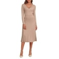 thumbnail image 3 of PrettyGuide Women's Wrap Sweater Dress V Neck Long Sleeve Pleated A Line Knit Midi Dresses, 3 of 7