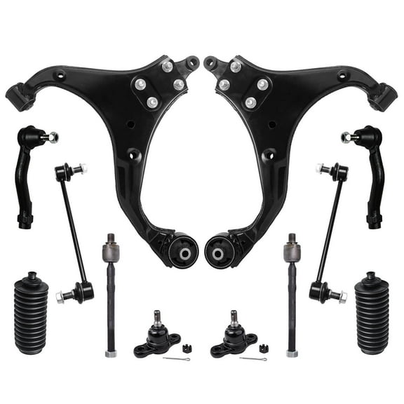 Detroit Axle - 12pc Front End Kit for 2005-2009 Hyundai Tucson 2005-2010 Kia Sportage 2 Lower Control Arms 2 Lower Ball Joints 4 Tie Rods 2 Sway Bars 2 Boots 2006 2007 2008 Replacement