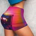 thumbnail image 4 of Fotbe Neon Cassette Tape Seamless Shorts, Womens Workout Shorts High Waist Stretch Booty Short for Gym/Yoga/Running/Biking-Medium, 4 of 9