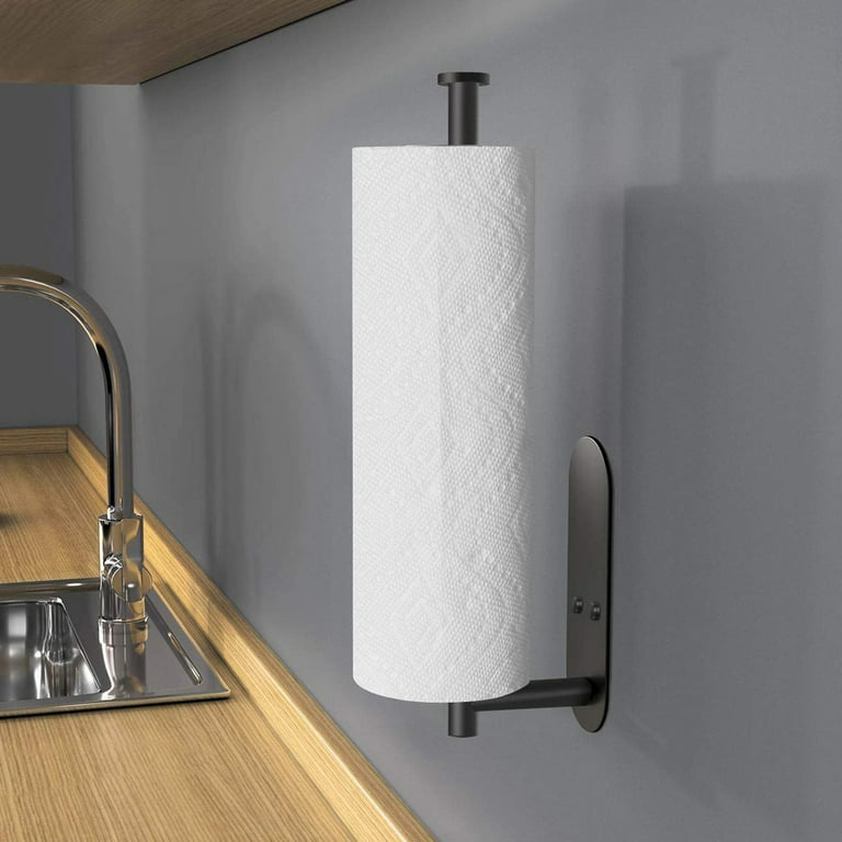 Adhesive Toilet Paper Holder 304 Stainless Steel Brushed Gold Paper Towel Roll  Rack Black Bathroom Kitchen Long Tissue Hanger in 2023