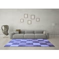 thumbnail image 3 of Ahgly Company Machine Washable Indoor Round Checkered Blue Modern Area Rugs, 3' Round, 3 of 4
