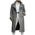 thumbnail image 2 of Winter Men's Solid Color Single-faced Wool Overcoat Double-breasted Extended Coat Gray XXXXL, 2 of 5