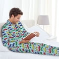 thumbnail image 6 of Fuzoiu Transport Print Men's Long-Sleeved Pajama,Lounge Button Down Nightwear,Mens Notch Collar Pajama Set -XX-Large, 6 of 7