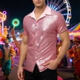 thumbnail image 2 of QHFBli Men's Sequin Dress Shirt 70s Disco Sparkle Party Short Sleeve Button Down Shirts, 2 of 8
