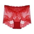 thumbnail image 2 of Xunlbb Clearance Under $5,Ladies Silk Lace Underwear,Mid-raist Hollow Buttocks Comfortable Briefs Embroidered Cotton Crotch Women's Underwear (Red 2XL) on Clearance, 2 of 5