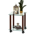 thumbnail image 4 of Topcobe 2-Tier Square Glass Side Table, Modern Rolling End Table with Storage Shelve for Living Room, Transparent, 4 of 12