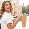 thumbnail image 2 of Bamboo Tumbler Bamboo Patterned Tumbler Vacuum Insulated 40oz Tumbler with Handle, 2 of 5
