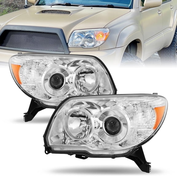 For Toyota 4Runner 2006 2007 2008 2009 Chrome Headlights Amber Corner Lamps L R