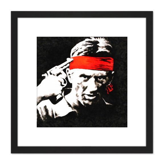 Robert De Niro Deer Hunter Painting 8X8 Inch Square Wooden Framed Wall Art Print Picture with Mount