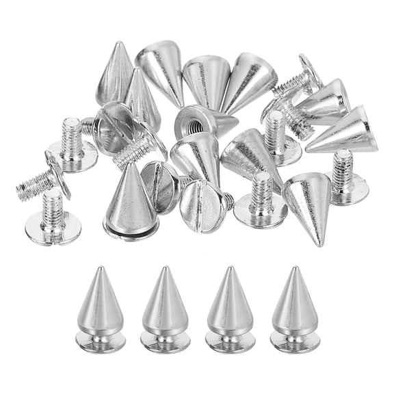 Uxcell 16 Sets Spikes and Studs Kit, 7mm Cone Spikes Punk Rock Rivets, Silver