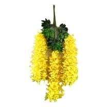 MOUDUO Clearance! 12 PCS Wisteria Flower Hanging Bushy (Each 45inch) Artificial Wisteria Artificial Flower Silk Artificial Flowers Hanging for Outdoor, Yellow