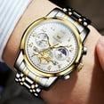thumbnail image 3 of OLEVS Watches for Men Classic with Date Business Dress Luxury Digital Gold/Black/Blue Waterproof Luminous Mens Wrist Watches Analog Two Tone Stainless Steel Male Reloj para Hombre, 3 of 10
