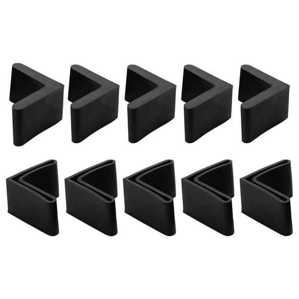 10 Pcs 40mm x 40mm Furniture L Shaped Angle Iron Foot Pads Black Rubber