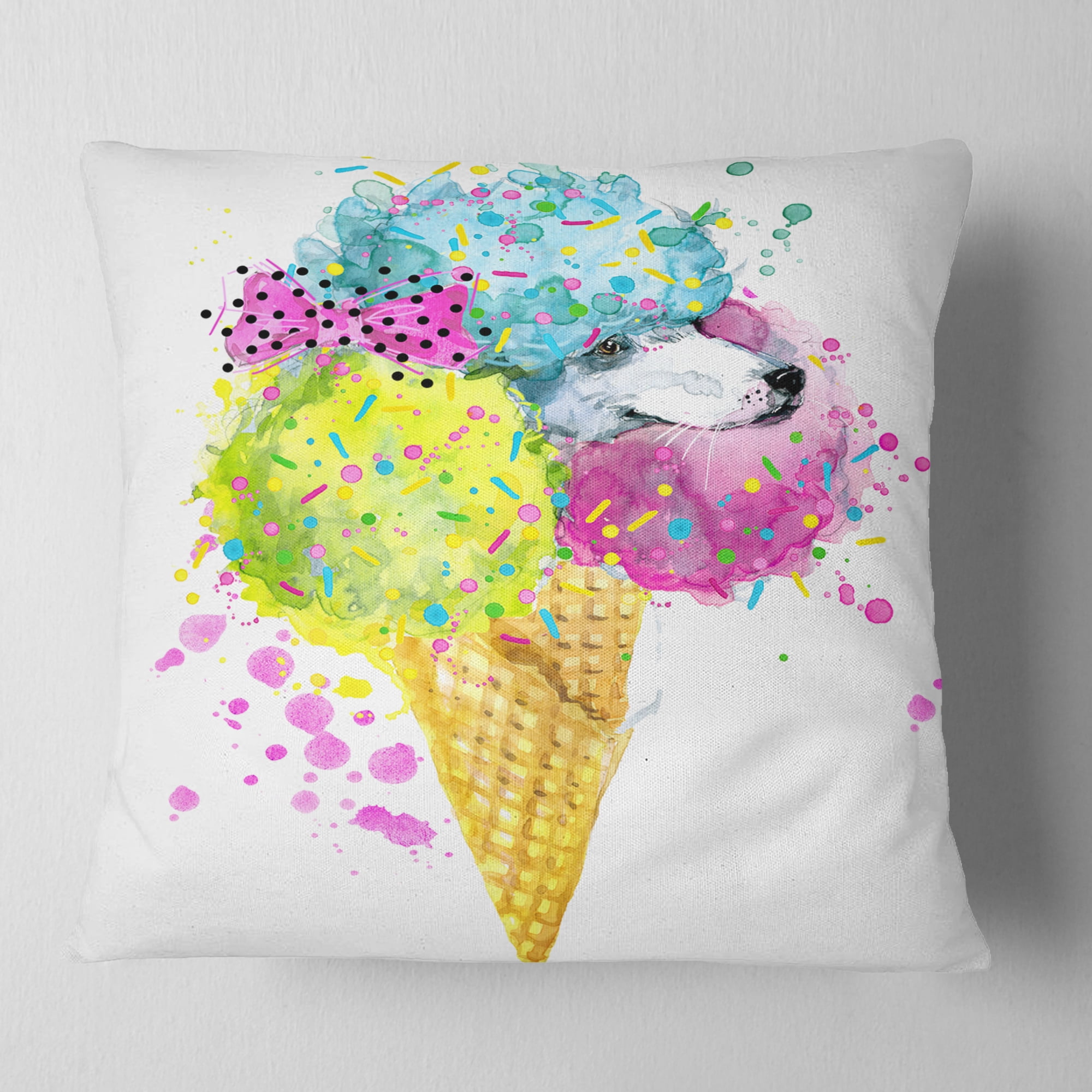 Designart Cute Colorful Puppy Dog - Animal Throw Pillow - 16x16