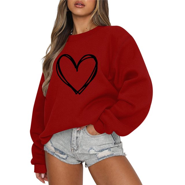 Rbaofujie Tunique à Capuche pour Femmes Mode Décontractée Manches Longues Col Rond Imprimé Chandail en Molleton Haut Blouse Rouge Capuches pour Adolescentes