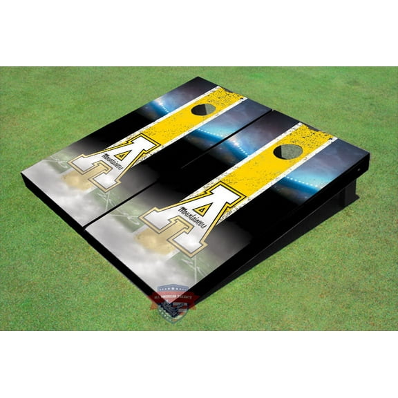 Appalachian State University "A" Field Long Strip Matching Yellow Themed Cornhole Boards