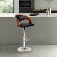 thumbnail image 5 of Malibu Swivel Barstool In Black PU/ Walnut Veneer and Chrome Base, 5 of 6