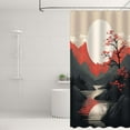 thumbnail image 5 of Japanese Shower Curtain Asian Shower Curtain Japanese Cherry Blossom Plum Mountain Chinese Oriental Sun Misty Mountains Scenery Ink Art Bathroom Decor Set with 12 Hooks 72x72 Inches (B), 5 of 6