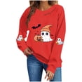 thumbnail image 3 of Tnhcen Women's Halloween Long Sleeve Crewneck Sweatshirt Plus Size Casual Fall Sweater Loose Fit Autumn Pullover Graphic Tee Y2K Streetwear, 3 of 5